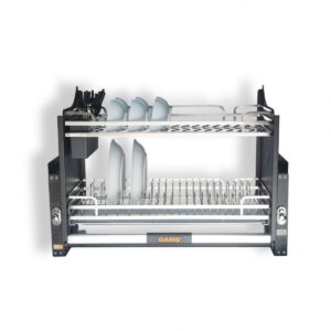 Giá bát đĩa nâng hạ cơ, nan dẹt, inox 304 GL06E