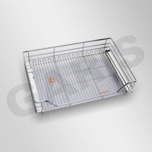 Giá Xoong Nồi Rổ Nan Dẹt Cánh Mở GP04C – Inox 304, Ray Giảm Chấn